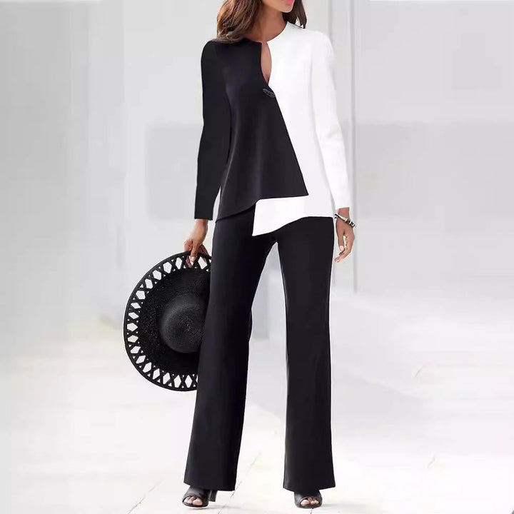 Damen Elegantes und modernes Hosenanzug-Set mit asymmetrischem Design Echoarchiv