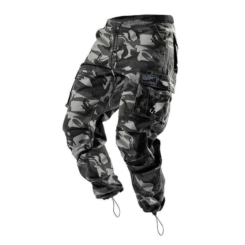 Herren nan Multitaschen-Freizeithose aus Baumwoll-Twill mit konischem Bein und verstellbarem Knöchelzug Echo Archiv