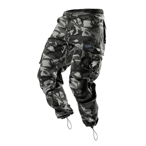 Herren nan Multitaschen-Freizeithose aus Baumwoll-Twill mit konischem Bein und verstellbarem Knöchelzug Echo Archiv