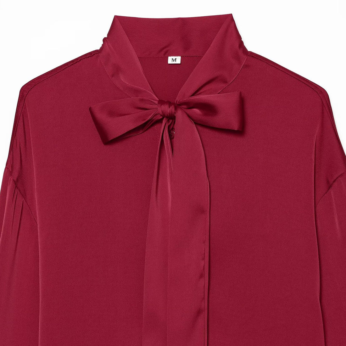 Damen Seidenähnliche Bluse mit Bindeschleife, Oversize-Schnitt und verdeckter Knopfleiste Echoarchiv