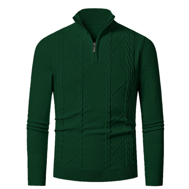 Herren Strickpullover mit Halb-Zip und strukturiertem Muster Echoarchiv