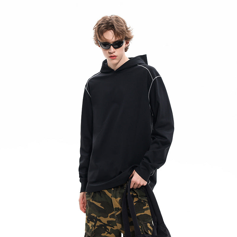 Herren Oversized Kapuzenpullover aus schwerer Baumwollmischung mit Kontrastnähten und Raglanärmeln Echo Archiv