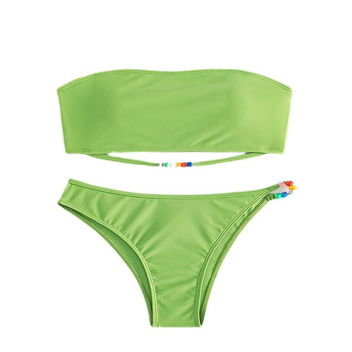 Damen Bandeau-Bikini mit verstellbarem Schnürsystem und bunten Akzenten Echo Archiv