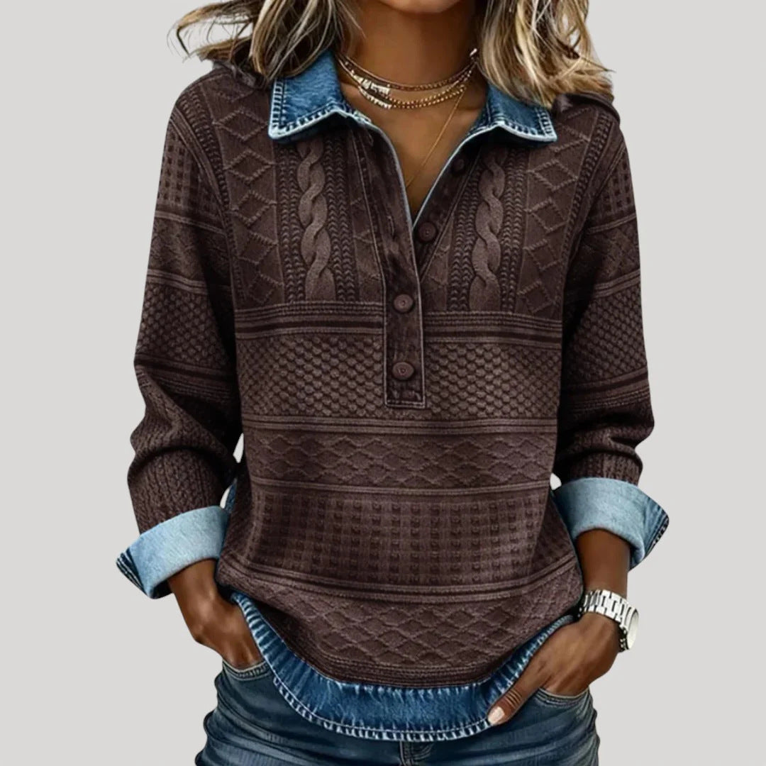Damen Modische Pullover-Hemd – Mavelle