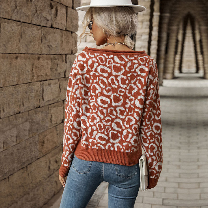 Damen Oversize-Feinstrickpullover mit Off-Shoulder und Animal-Jacquard Echoarchiv