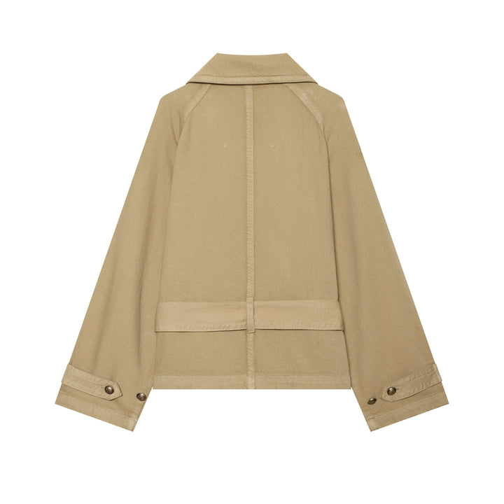 Damen Kurztaillierter Trenchblouson mit Gürtel, Epauletten und doppelreihiger Knopfleiste Echo Archiv