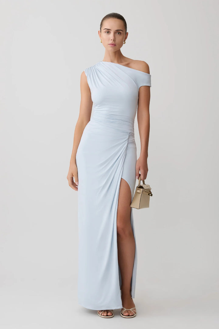 Damen Elegantes Maxi-Kleid mit One-Shoulder Design und hohem Schlitz Echo Archiv