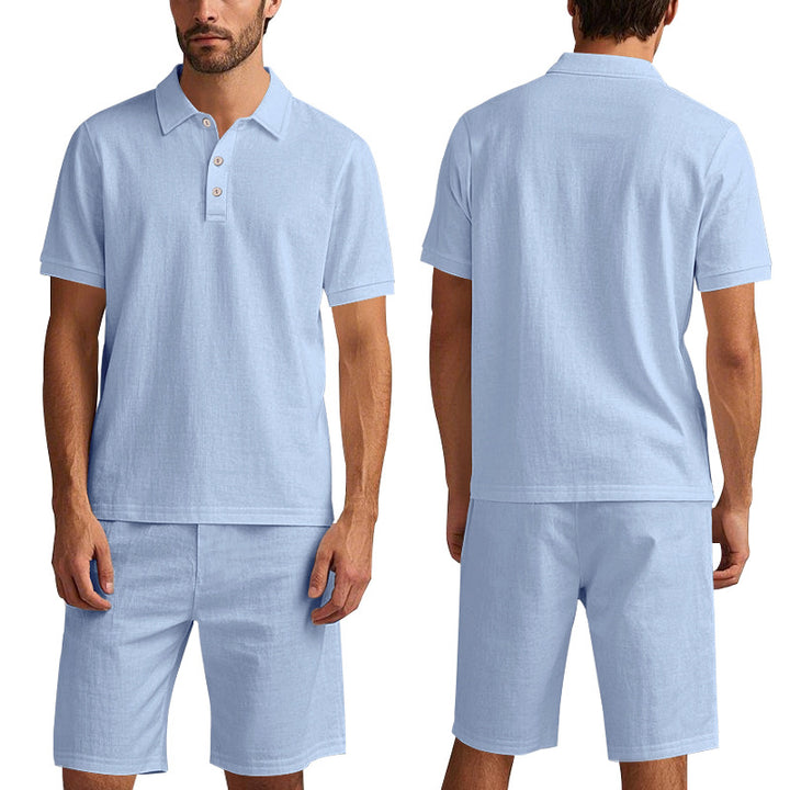 Herren Polohemd und Shorts Set aus atmungsaktivem Baumwollmix mit modernem Schnitt Echoarchiv