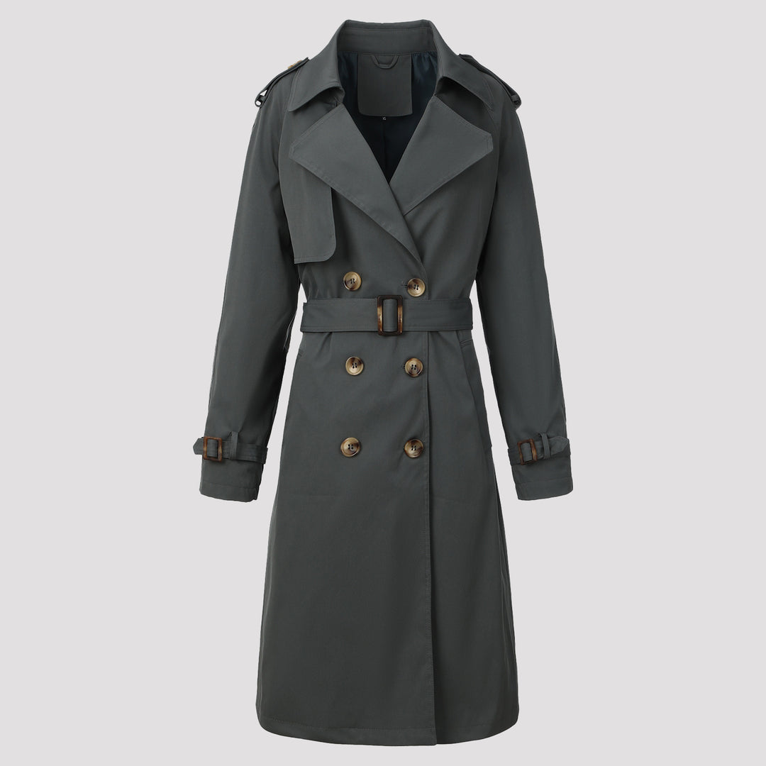 Damen Modischer Lang-Trenchcoat mit Gürtel Echo Archiv