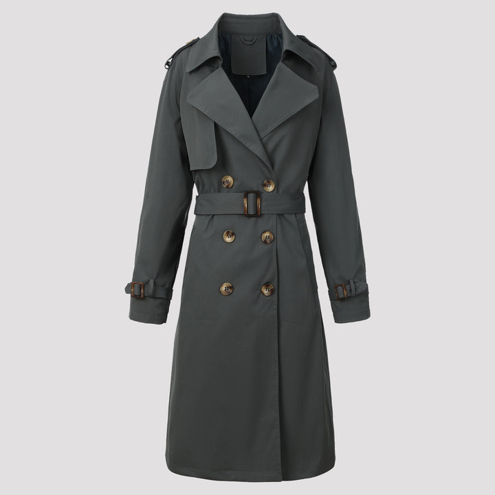 Damen Modischer Lang-Trenchcoat mit Gürtel Echo Archiv