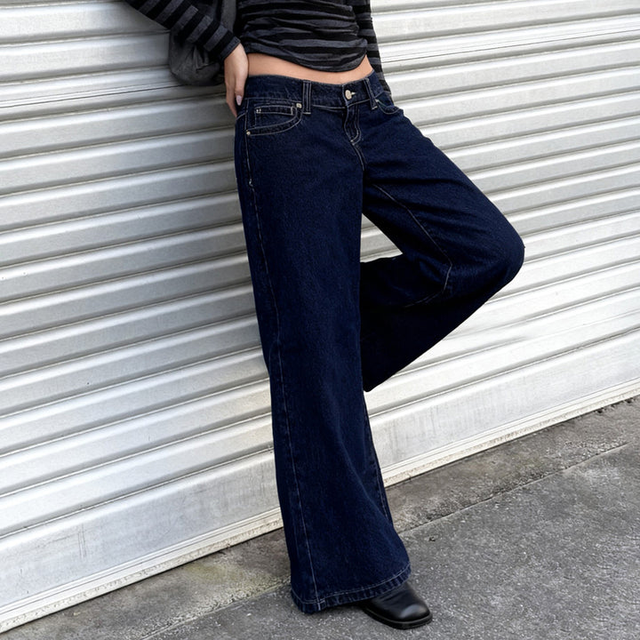 Damen Weite High‑Waist Five‑Pocket Denim-Jeans mit ausgestelltem Bein Echo Archiv
