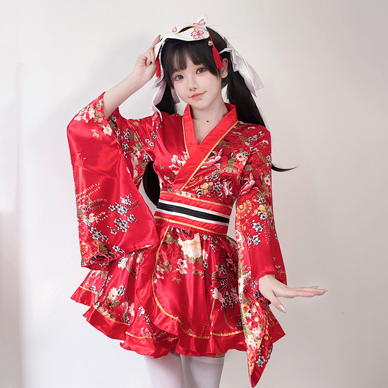 Damen Kimono-Kleid mit eleganter Schärpe und weitem Ärmel Echo Archiv