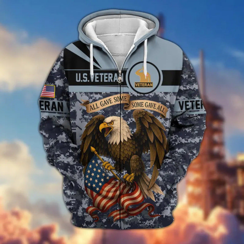 Herren Kapuzensweater mit amerikanischem Veteranenmotiv Echoarchiv