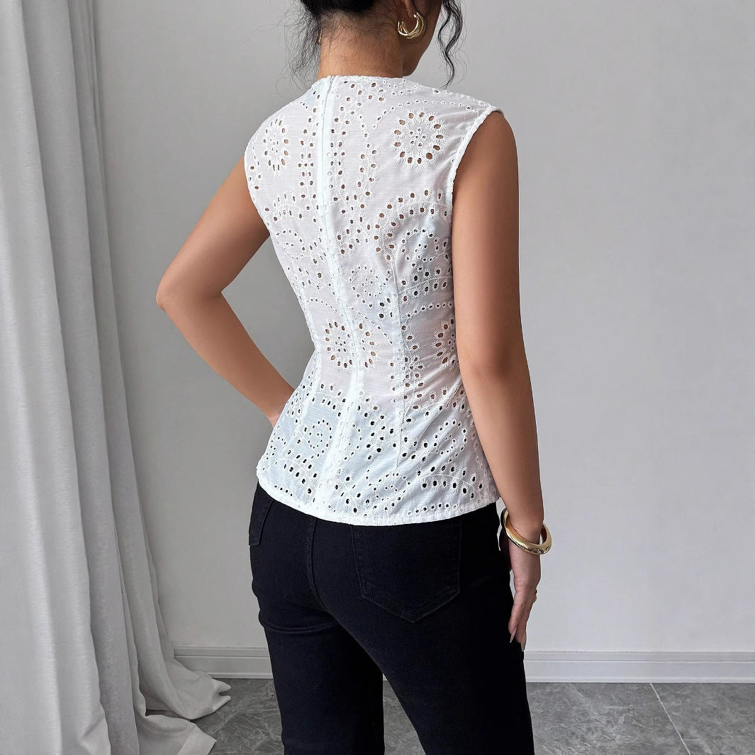 Damen Elegantes Oberteil mit Knopfdetails Echo Archiv