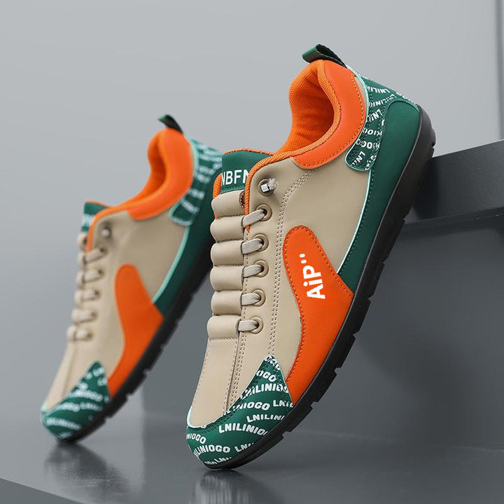 Herren Moderner Low-Top Lederimitat-Sneaker mit gepolstertem Schaft und profilierter Gummisohle Echoarhiv – Norré