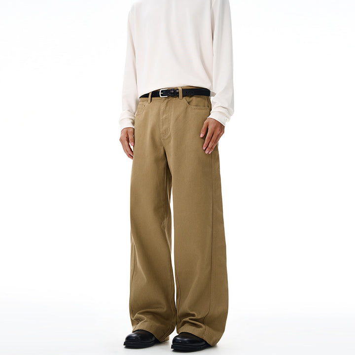 Herren Weite High‑Waist Denimhose mit weitem Bein und Cleanem Minimaldesign Echo Archiv