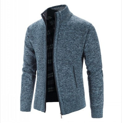 Herren lässige Strickjacke mit hohem Kragen und praktischem Reißverschluss Echoarchiv
