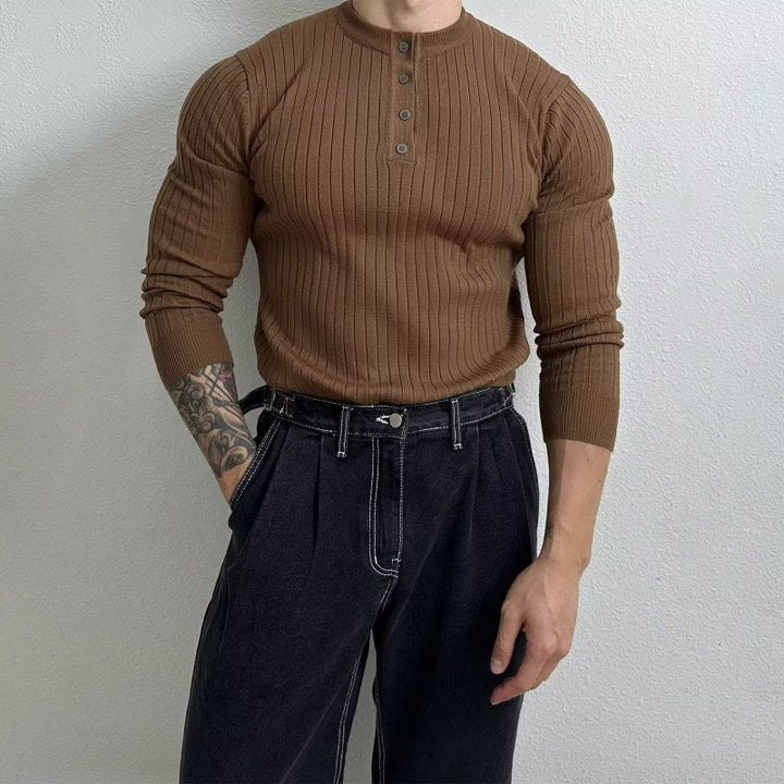 Herren Elegantes Langarmshirt mit Knopfleiste Echo Archiv
