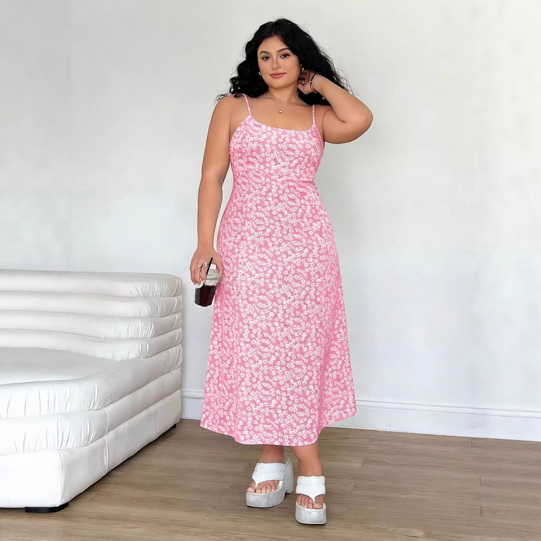 Damen Maxikleid mit feinem Blumenmuster und verstellbaren Spaghettiträgern Echo Archiv