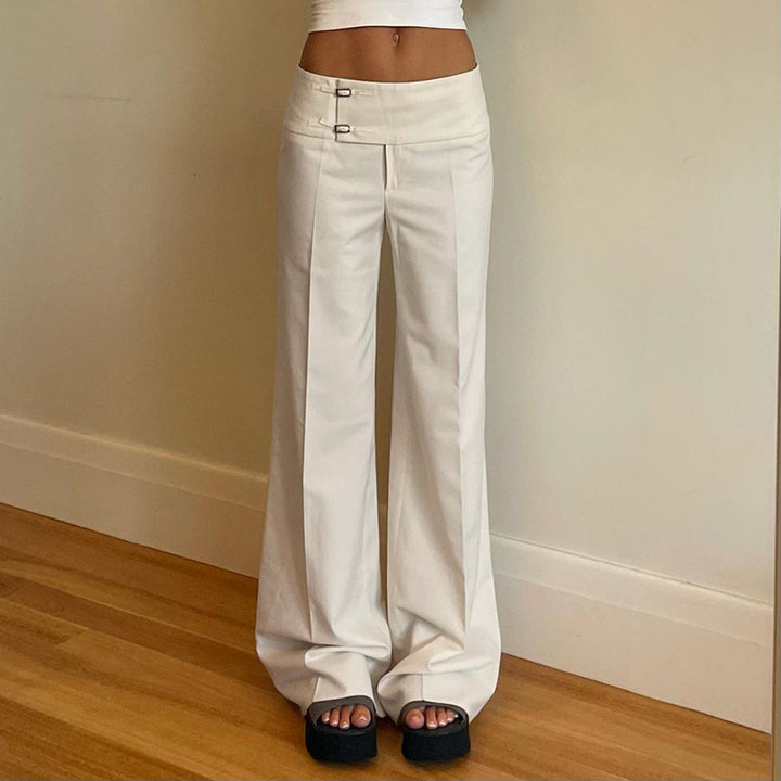 Damen High‑Waist Schlaghose aus Baumwollmix mit Elastikbund, Tunnelzug und aufgesetzten Taschen – Avélisse