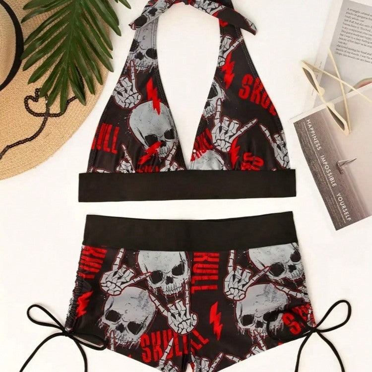 Damen Bikini-Set mit tiefem V-Ausschnitt und kontrastierenden Shorts Echo Archiv