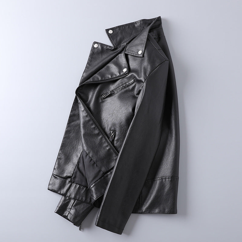 Herren Lederoptik-Bikerjacke mit asymmetrischem Reißverschluss und Ziptaschen – Valtoré