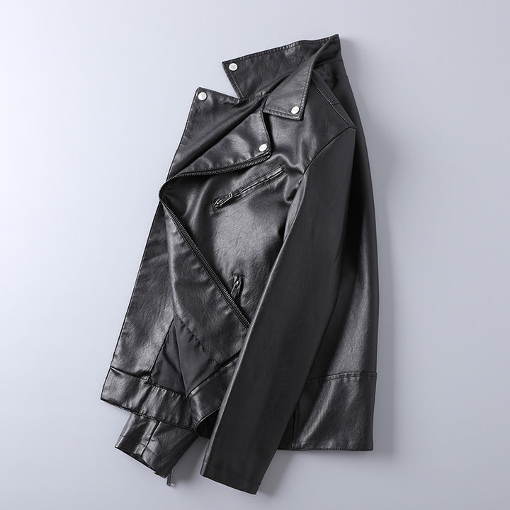 Herren Lederoptik-Bikerjacke mit asymmetrischem Reißverschluss und Ziptaschen – Valtoré