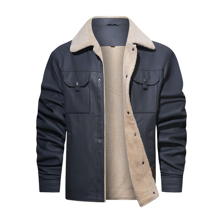 Herren modische Kunstlederjacke mit Teddyfutter Echoarchiv