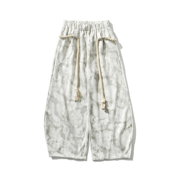 Unisex nan weite Batik-Haremshose mit dekorativem Kordelbund und tiefem Schritt Echo Archiv