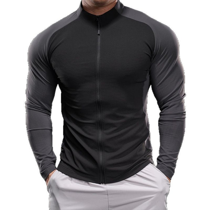 Herren Slim‑Fit Performance‑Trainingsshirt mit durchgehendem Reißverschluss und Raglanärmeln – Marzano