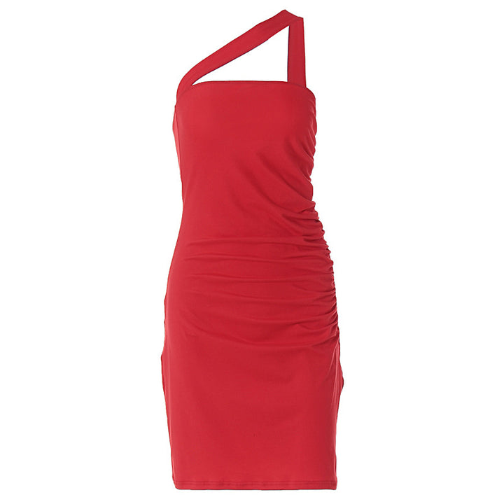 Damen figurbetontes Minikleid mit asymmetrischem Ausschnitt und eleganter Raffung Echo Archiv