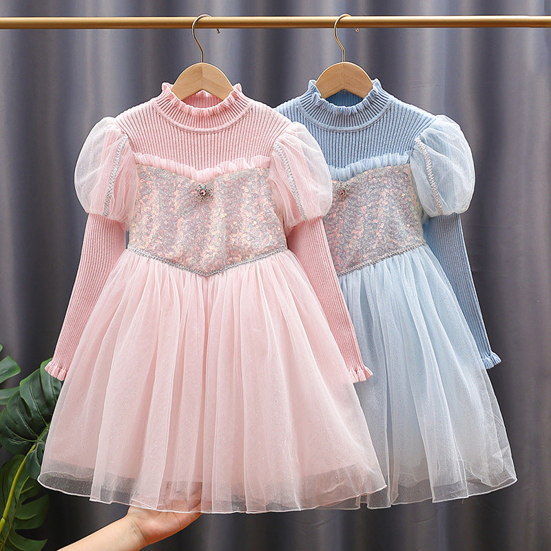 Mädchen festliches Tüllkleid mit glitzernden Applikationen und Rüschen Echo Archiv