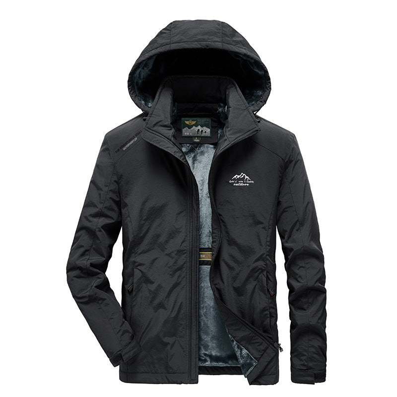 Herren Outdoorjacke mit Plüsch-Innenfutter, verstellbarer Kapuze und winddichter Front Echo Archiv