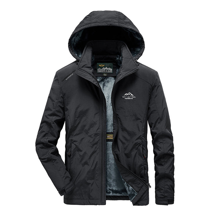 Herren Outdoorjacke mit Plüsch-Innenfutter, verstellbarer Kapuze und winddichter Front Echo Archiv