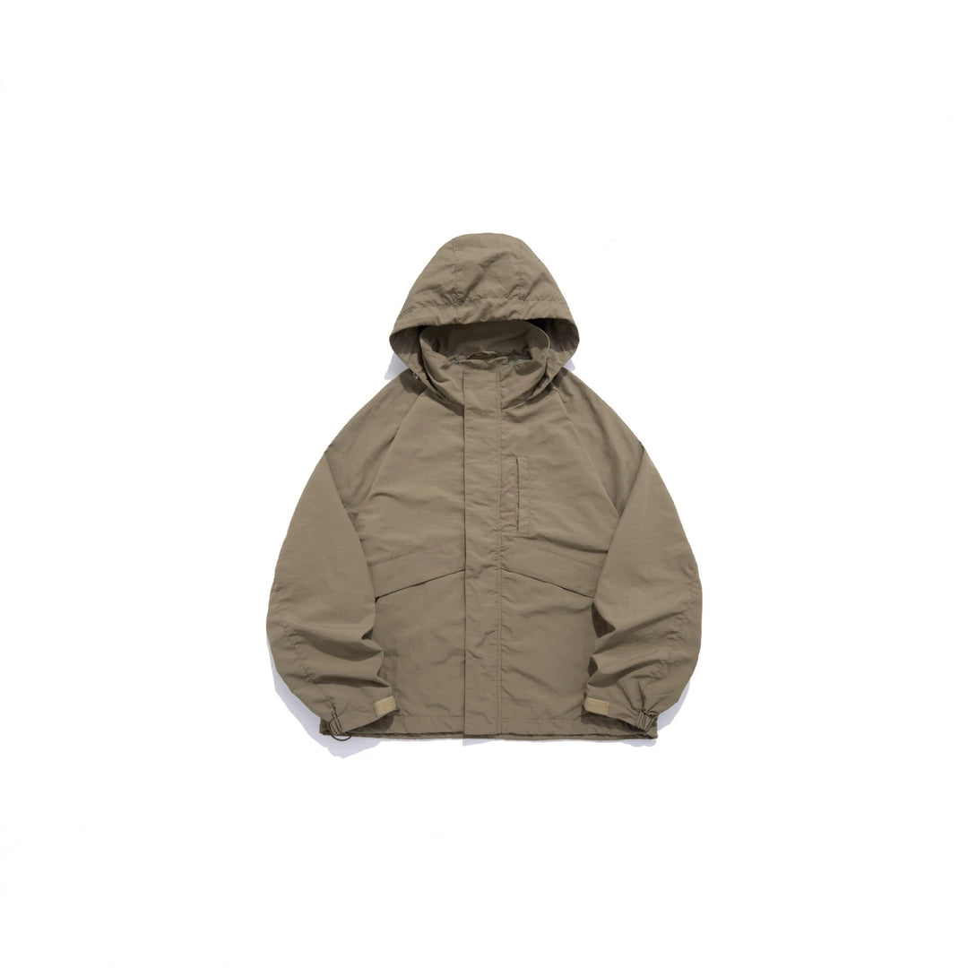 Unisex Weite wasserabweisende Kapuzenparka mit verdeckter Reißverschlussblende und Klappentaschen Echoarchiv
