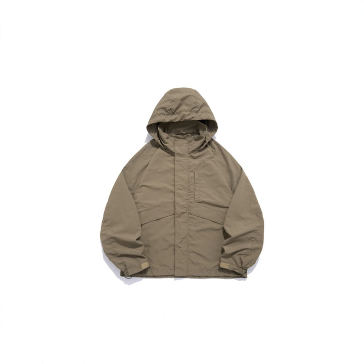 Unisex Weite wasserabweisende Kapuzenparka mit verdeckter Reißverschlussblende und Klappentaschen Echoarchiv