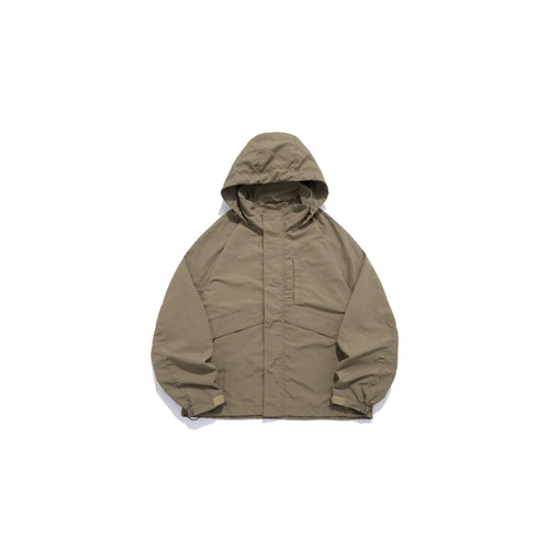 Unisex Weite wasserabweisende Kapuzenparka mit verdeckter Reißverschlussblende und Klappentaschen Echoarchiv