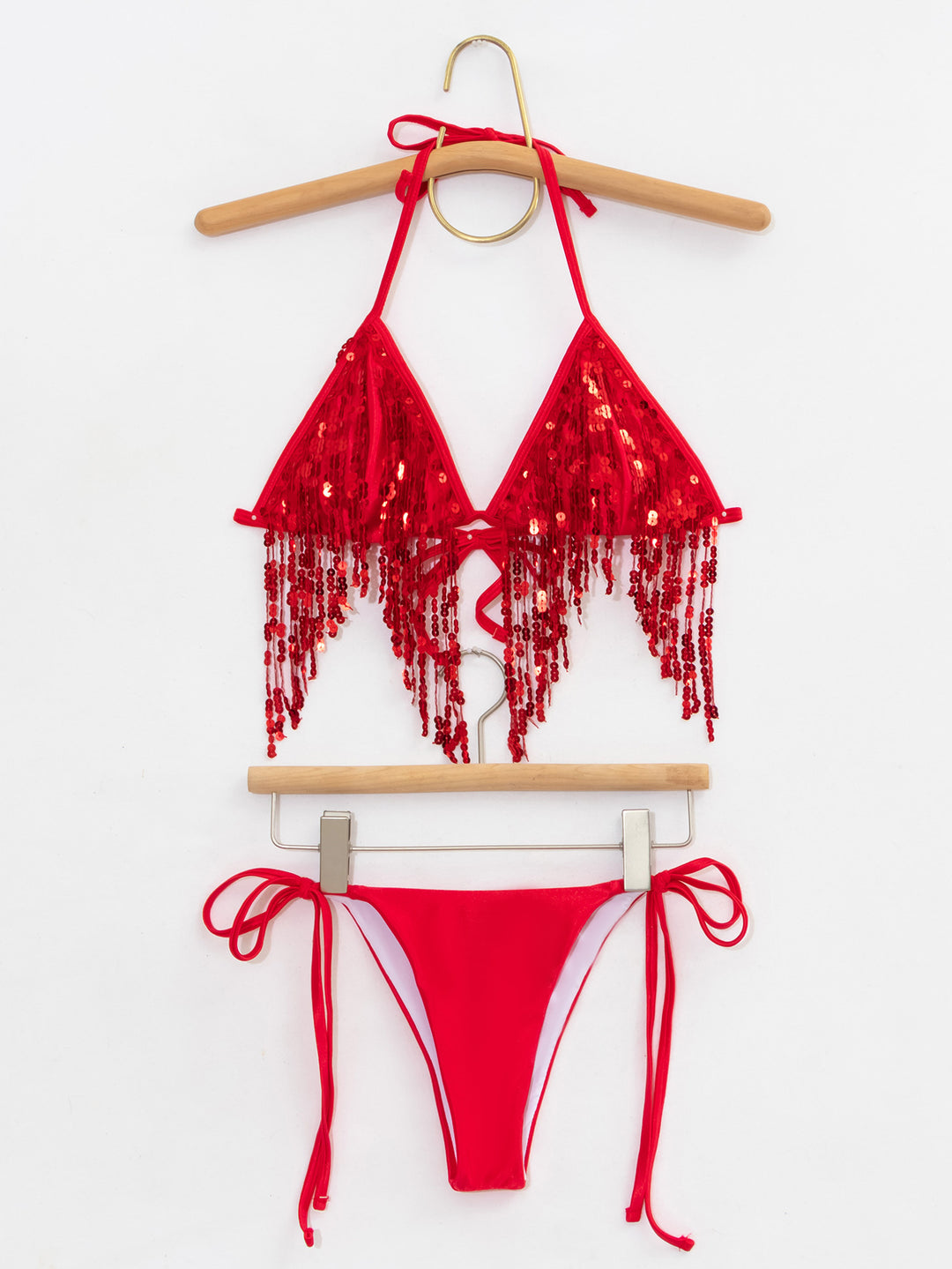 Damen Bikini-Set mit glitzernden Pailletten und verspielten Bindebändern Echo Archiv