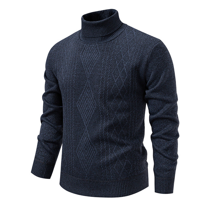 Herren nan Feinstrick-Rollkragenpullover mit strukturierter Zopfmuster-Struktur und körpernahem Schnitt Echo Archiv