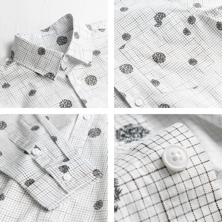 Herren leichtes Langarm-Overshirt im Hemdjacken-Stil mit feinem Karodessin und floralem Allover Echoarchiv