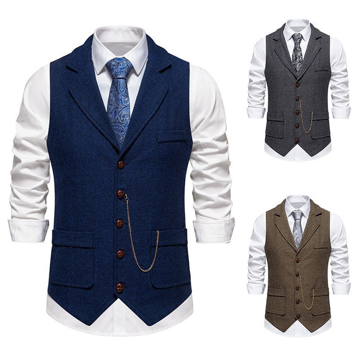 Herren nan Vintage-Weste mit Reverskragen Uhrenkette und Brusttasche Echo Archiv