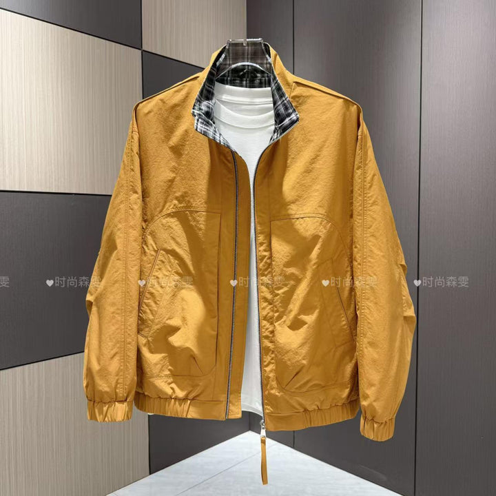 Herren Leichter Baumwoll-Mix Blouson mit Stehkragen und Karofutter Echoarchiv