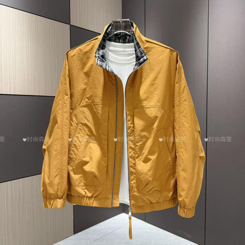 Herren Leichter Baumwoll-Mix Blouson mit Stehkragen und Karofutter Echoarchiv