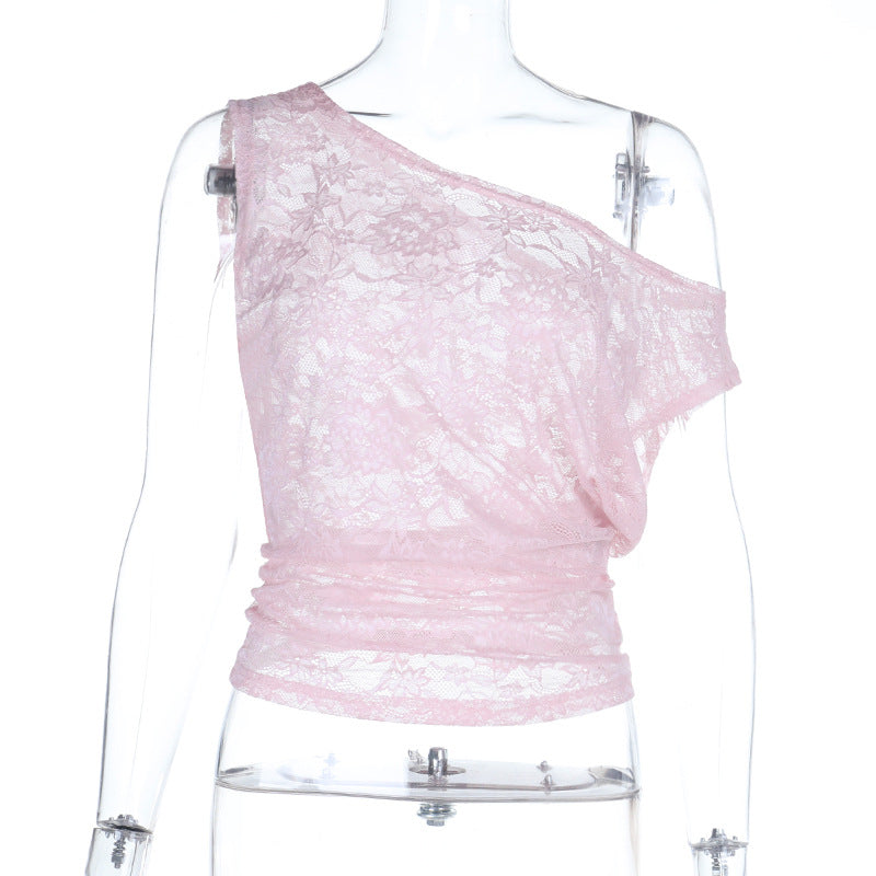 Damen Spitzen-Oberteil mit asymmetrischem Schnitt und raffiniertem Design Echo Archiv