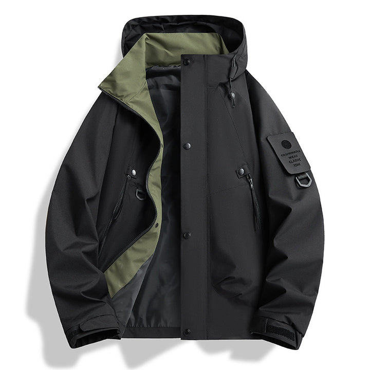 Herren minimalistischer Wetterschutz-Parka mit Kontrast-Innenfutter und Utility-Details Echo Archiv