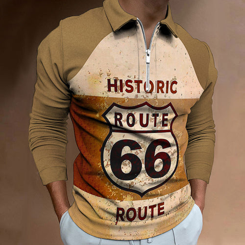 Herren langärmliges Sportshirt mit Retro-Design und Reißverschluss Echoarchiv