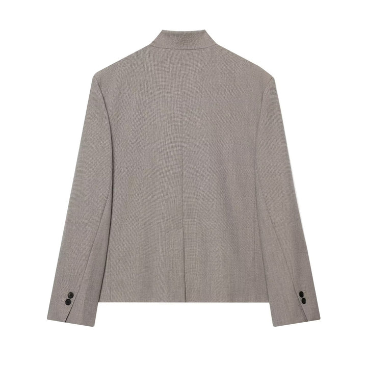 Damen Kurzer taillierter Blazer mit Stehkragen und asymmetrischer Knopfleiste Echo Archiv