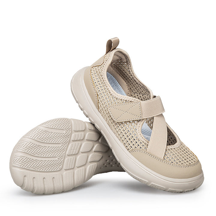 Damen nan atmungsaktive Strick-Riemchensneaker mit Klettverschluss gepolsterter Komfortsohle und flexibler Profillaufsohle Echo Archiv