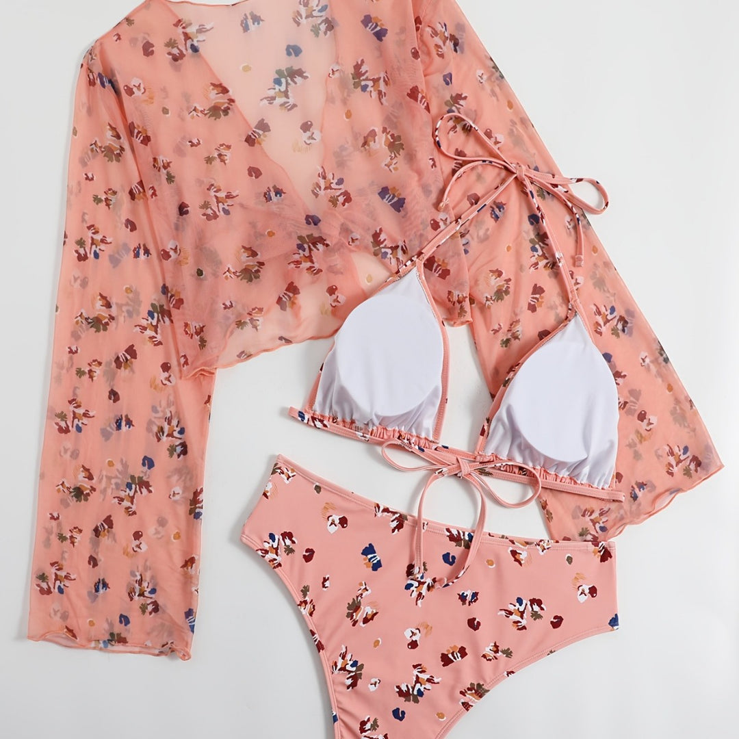 Damen transparentes Strandtop mit farbenfrohem Bikini Echo Archiv
