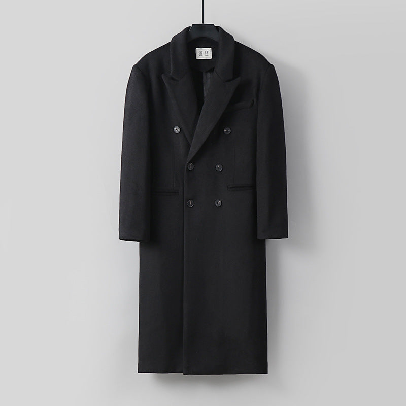 Herren Klassischer Doppelreiher-Longcoat aus Wollmischung mit Schalkragen und feiner Innenfutterverarbeitung Echoarchiv